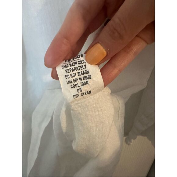 Alessia Pacini Women's 100% Linen Lace Bell Sleeve Peasant Blouse White Small - Picture 5 of 7